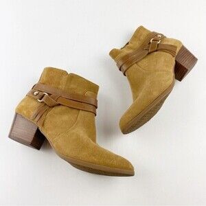 Alex Marie Suede Leather Tassel Ankle Booties Tan Size 8.5